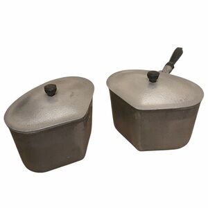 Vintage Club Aluminum Heart Shaped Pot Set Removable Handle Lid Mid Century